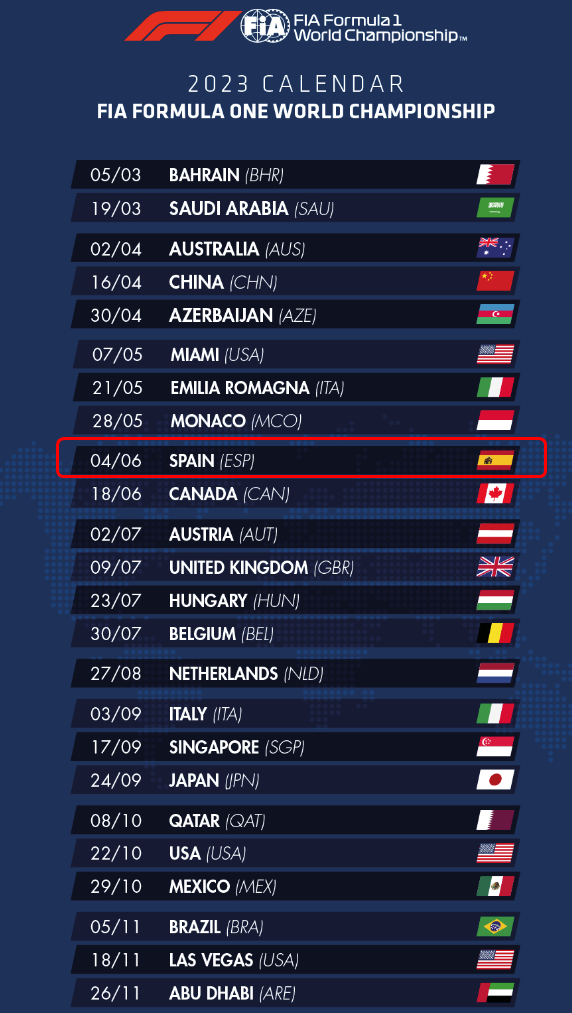 F1 Kalender 2023